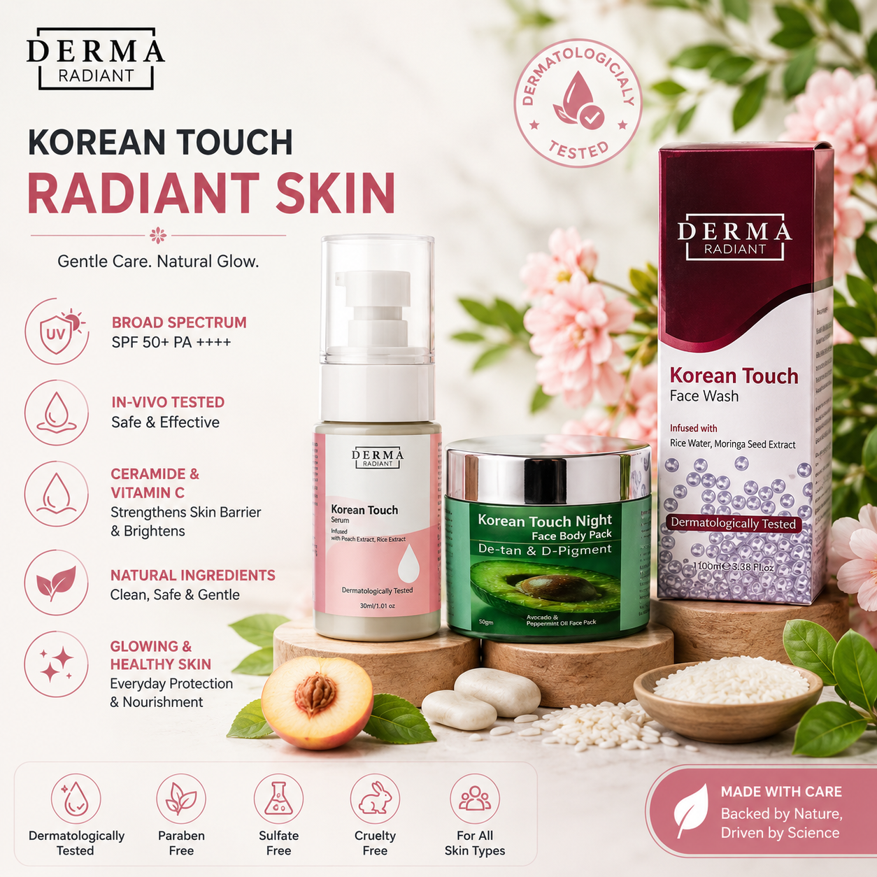 Korean Kit - Korean Touch Serum + Korean Touch Night + Korean Touch Facewash