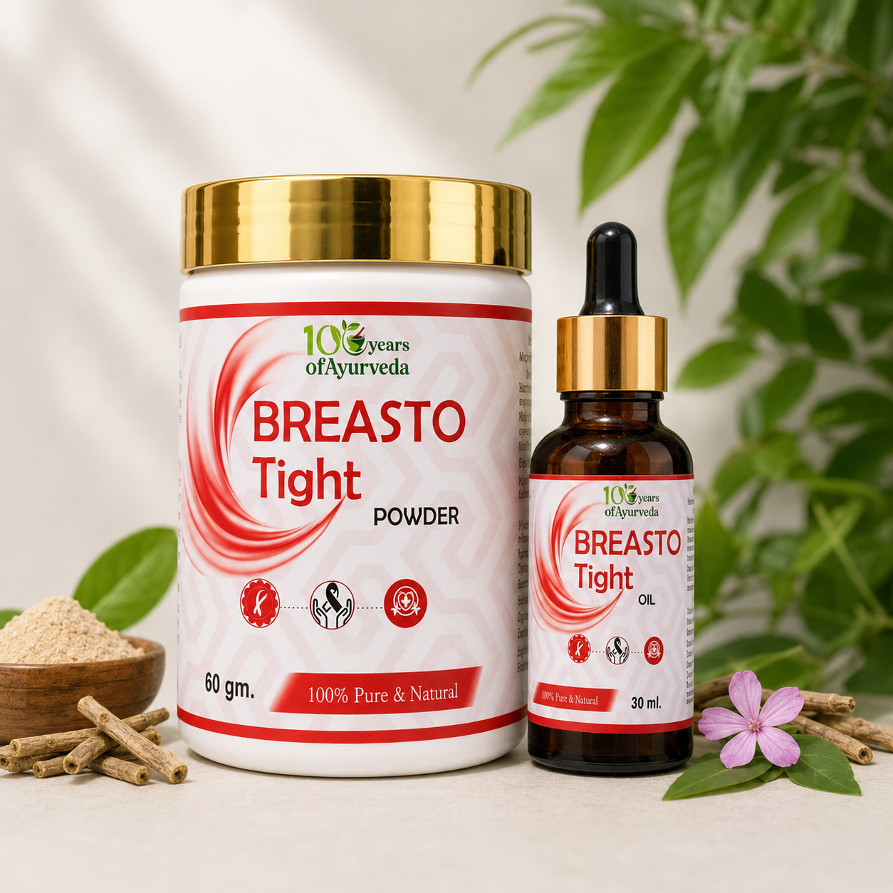 Breasto Tight Kit | Ayurvedic Breast Care Powder & Oil Combo
