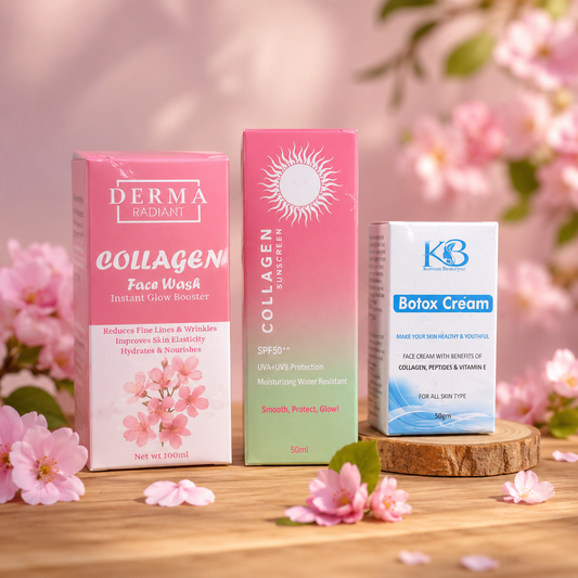 Collagen Skin Care Kit – Collagen Face Wash + Sunscreen + Botox Cream