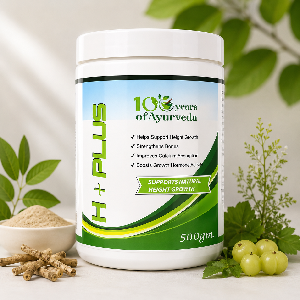 H+ Plus Height Growth Powder | Ayurvedic Height & Bone Health Supplement