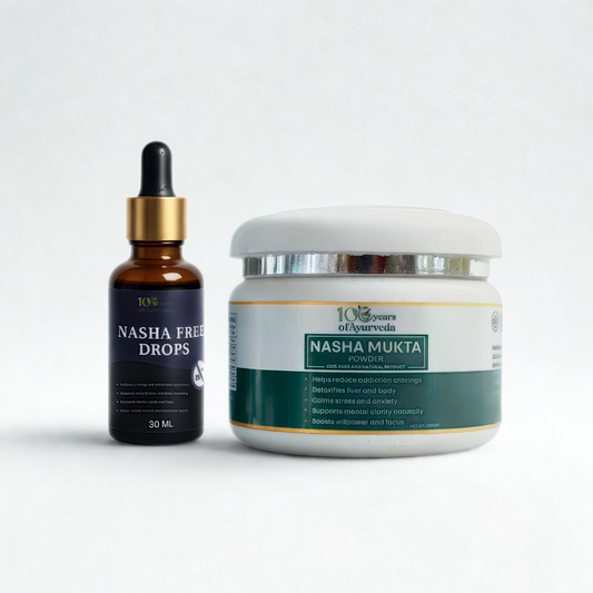 De-Addiction Combo: Nasha Mukta Powder & Nasha Free Drops | Reduces Addiction Cravings, Detoxifies Body, Calms Stress & Enhances Mental Clarity